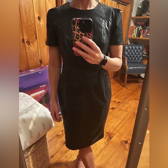 NWOT CALVIN Klein PU leather dress (8) - Picture 3 of 5